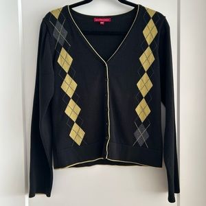 BLACK AND GREEN ARGYLE CARDIGAN